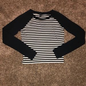 Black and white striped baseball long sleeve
